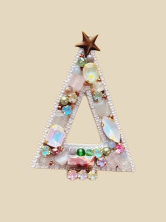 Broșă „MAGICAL CHRISTMAS TREE” – simbol al luminii, iubirii și autenticității - Broșă brad cu pietre semipretioase : jad, piatra lunii, topaz, unakit, cuart roz, jasp - bijuterie handmade unicat [3]