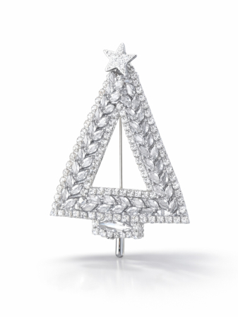 IDEI CADOURI DE CRACIUN - SET ACCESORII , BIJUTERII, BROSE PENTRU CRACIUN - Broșă brad de Crăciun handmade - Broșă eleganta cu pietre cubic zirconia - mesaj motivațional pe verso  - model unicat - Idei cadouri craciun femei