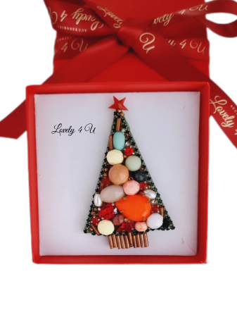 BROSA BRAD , ACCESORII LOVELY 4 U, BIJUTERII LOVELY 4 U, BIJUTERII ACCESORII POM DE CRĂCIUN, BROSE ELEGANTE, CADOU CRACIUN, BIJUTERII CRACIUN, BIJUTERII, BROSE, CADOU DE LUX, ACCESORII DE LUX, IDEI CADOU [1]