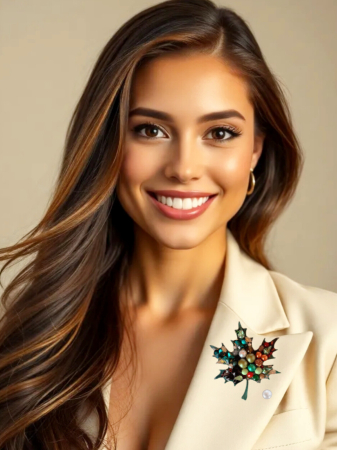 Broșă handmade frunză elegantă cu perle și pietre semiprețioase – YOU ARE BEAUTIFUL [4]