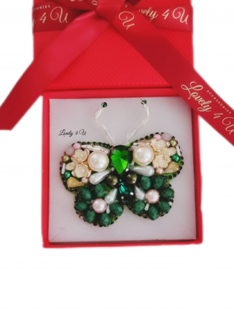 BROSE - CADOURI - BIJUTERII - CADOU MARTISOR, CADOU 8 MARTIE, CADOU SPECIAL MAMA, BROSA FLUTURAS, BROSA CUSUTA MANUAL, BROSE HANDEMADE, FLUTURE CU PERLE, ACCESORII FLUTURAS, ACCESORII LOVELY 4 U, BIJUTERII FLUTURAS, BIJUTERII 2024