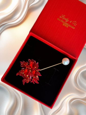 Broșă frunză handmade cu pietre și coral, sistem închidere cu perla, bijuterie unicat cu mesaj pe verso : YOU ARE BEAUTIFUL, Believe in yourself [3]