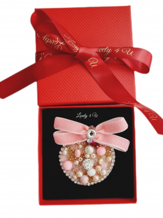 IDEI CADOURI DE CRACIUN - SET ACCESORII , BIJUTERII, BROSE PENTRU CRACIUN - BROȘĂ GLOB DE CRĂCIUN CU PERLE