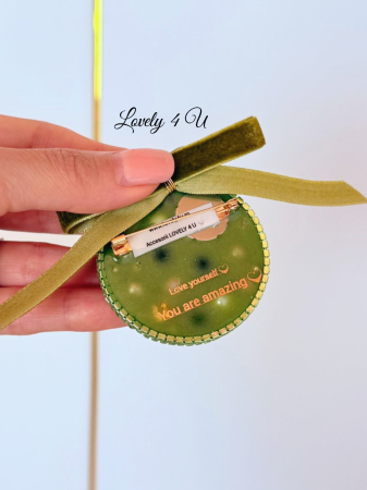 Broșă handmade unicat cu perle, pietre semiprețioase și fundă de catifea – model glob elegant Lovely 4 U [3]