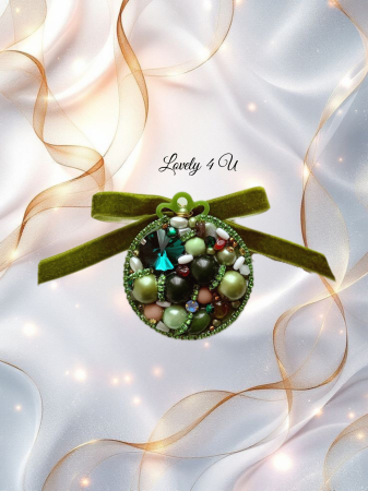 Broșă handmade unicat cu perle, pietre semiprețioase și fundă de catifea – model glob elegant Lovely 4 U [0]