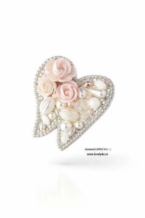 MARTIE - Mărțișor pentru o zi, eleganță pentru tot anul - YOU ARE BEAUTIFUL – broșă handmade în formă de dinte cu perle și flori | LOVELY 4 U  - model unicat cu mesaj pe verso You are beautiful,  Believe in yourself