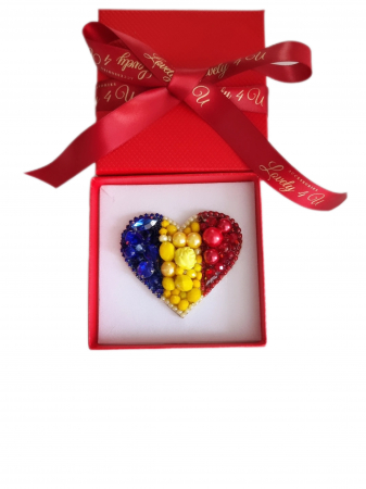 Broșă inimă tricoloră - Idei cadou 1 Decembrie, accesoriu tricolor, insigna steagul romaniei, bijuterii steagul romaniei, set accesorii tricolore steagul romaniei, cercei ,  Set broșă și colier - bijuterii tricolor steagul romaniei, ziua nationala a romaniei, 1 decembrie, cadou 1 decembrie, cadou pentru doamne 1 decembrie, idei cadouri ziua nationala a romananiei, accesorii lovely 4 u, 1 decembrie accesorii [2]
