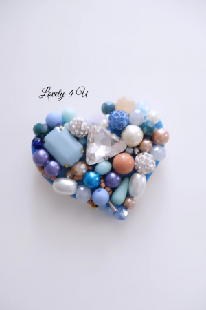 BROSA ALBASTRA, BROSA CU PERLE, BROSA INIMA, BROSA INIMIOARA,  ACCESORII INIMIOARA, Brosa inima, bijuterii inimioara, Accesorii LOVELY 4 U, [2]