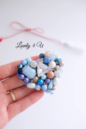 BROSA ALBASTRA, BROSA CU PERLE, BROSA INIMA, BROSA INIMIOARA,  ACCESORII INIMIOARA, Brosa inima, bijuterii inimioara, Accesorii LOVELY 4 U, [3]
