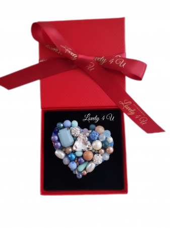 IDEI CADOURI DE CRACIUN - SET ACCESORII , BIJUTERII, BROSE PENTRU CRACIUN - BROSA ALBASTRA, BROSA CU PERLE, BROSA INIMA, BROSA INIMIOARA,  ACCESORII INIMIOARA, Brosa inima, bijuterii inimioara, Accesorii LOVELY 4 U,