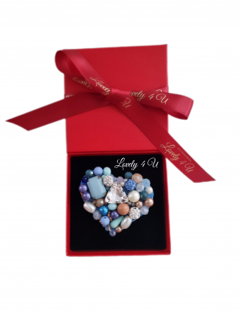 BROSA ALBASTRA, BROSA CU PERLE, BROSA INIMA, BROSA INIMIOARA,  ACCESORII INIMIOARA, Brosa inima, bijuterii inimioara, Accesorii LOVELY 4 U, [1]
