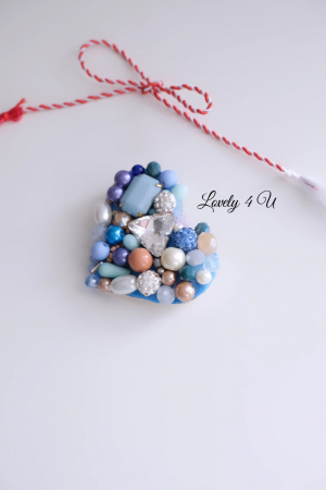 BROSA ALBASTRA, BROSA CU PERLE, BROSA INIMA, BROSA INIMIOARA,  ACCESORII INIMIOARA, Brosa inima, bijuterii inimioara, Accesorii LOVELY 4 U, [4]