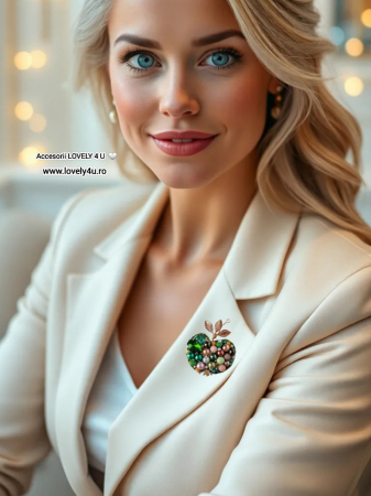 broșă măr, broșă handmade, broșă unicat, broșă elegantă, broșă cu perle, broșă cu cristale, broșă statement, broșă premium, broșă cu mesaj motivațional, broșă măr handmade, broșă sofisticată, bijuterii handmade, bijuterii unicat, broșă cu cristale verzi, broșă cu cristale roz, broșă auriu-verde, broșă de colecție, broșă lucrată manual, broșă placată cu aur, broșă frunze aurii, broșă măr cu pietre, bijuterii [5]