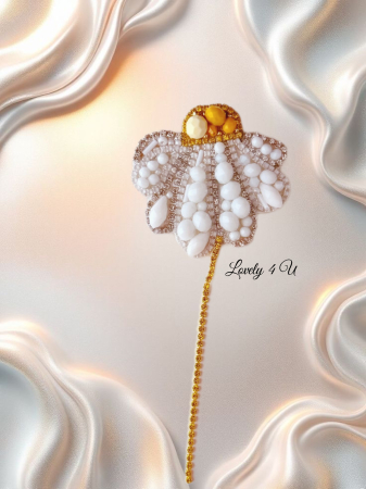 Brosa Margareta - handmade - broasa eleganta cu cristale, pietricele , briolete- bijuterie unicat  cu  semnificatie [2]