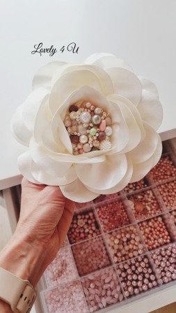 Accesorii LOVELY 4 U, Brosa floare textila, Brosa crem floare handmade, Brosa floare neagra, Floare textila mare, ,accesorii camasa, accesorii dama, accesorii elegante, accesorii fashion, accesorii perle, accesoriu de pus la gat, accesoriu elegant, accesoriu fashion. [3]