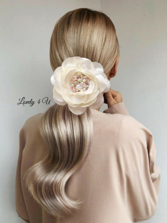 Accesorii LOVELY 4 U, Brosa floare textila, Brosa crem floare handmade, Brosa floare neagra, Floare textila mare, ,accesorii camasa, accesorii dama, accesorii elegante, accesorii fashion, accesorii perle, accesoriu de pus la gat, accesoriu elegant, accesoriu fashion. [4]