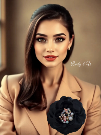 COLIERE - Accesorii LOVELY 4 U, Brosa floare textila, Brosa crem floare handmade, Brosa floare neagra, Floare textila mare, ,accesorii camasa, accesorii dama, accesorii elegante, accesorii fashion, accesorii perle, accesoriu de pus la gat, accesoriu elegant, accesoriu fashion.