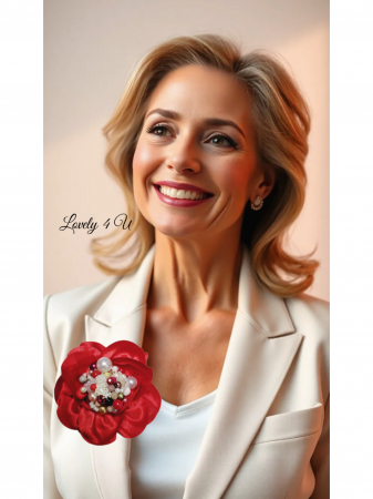 COLIERE - Accesorii LOVELY 4 U, Brosa floare textila, Brosa crem floare handmade, Brosa floare neagra, Floare textila mare, ,accesorii camasa, accesorii dama, accesorii elegante, accesorii fashion, accesorii perle, accesoriu de pus la gat, accesoriu elegant, accesoriu fashion.