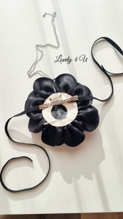 Accesorii LOVELY 4 U, Brosa floare textila, Brosa crem floare handmade, Brosa floare neagra, Floare textila mare, ,accesorii camasa, accesorii dama, accesorii elegante, accesorii fashion, accesorii perle, accesoriu de pus la gat, accesoriu elegant, accesoriu fashion. [8]