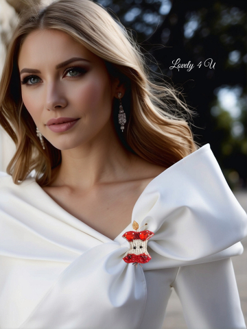 MARTIE - Mărțișor pentru o zi, eleganță pentru tot anul - BROSA MAR ROSU, BROSA ELEGANTA, MARTISOR, 1 MARTIE, 8 MARTIE, ACCESORII LOVELY  4U