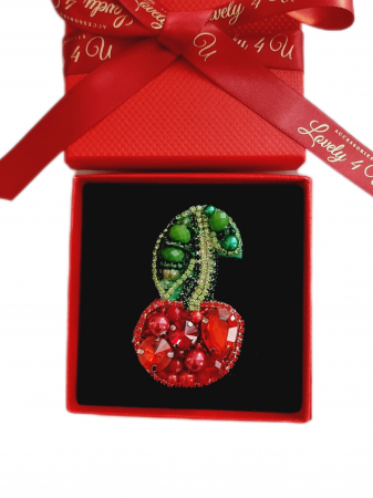 Broșă cireașă, Accesorii cireșe, Bijuterii cireasa, Mărțișorul perfect, cadou de lux, broșe handmade, broșe elegante, accesorii Lovely 4 U, accesorii 2022, Broșe, Brosa perle, Brosa cireasa, Cadou2023 [6]