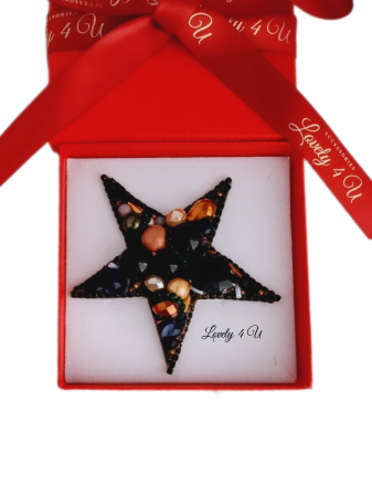 BROSE - CADOURI - BIJUTERII - accesorii lovely 4 u, cadou timisoara, brosa stea de iarna cu perle,  stea cu perle, accesorii stea cu perle, steluta de craciun, brosa mare, brose colorate, brose craciun, brose cu pietre naturale, brose handmade, brose handmade colorate de craciun, brose pietre semipretioase, cadouri copii craciun, cadouri craciun, cadouri de craciun, cadouri de craciun pentru copii, cadouri de craciun pentru fete, brosa steluta , brosa alba