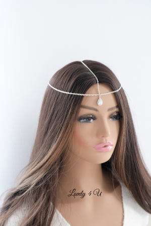 BIJUTERII PAR, ACCESORII DE PAR FRUNTE, ACCESORII FRUNTE MIREASA,  ACCESORII PENTRU FRUNTE, DIADEMA MIREASA, TIARA, CORONITA MIREASA, ACCESORII DE PAR MIRESE, ACCESORII NUNTA, BIJUTERII ZIRCONIU, BIJUTERII ARGINT, LANTISOR pentru par, LANT FRUNTE, [10]