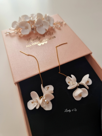 Florence cercei cu flori și cristale Swarovski, cercei argint, cercei swarovki cu flori, cercei mireasa cu flori si cristale swarovski, cercei realizati manual in Romania [4]