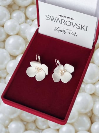 VANIA - cercei cu flori și cristale Swarovski, cercei argint, cercei swarovki cu flori, cercei mireasa cu flori si cristale swarovski, cercei realizati manual in Romania [8]