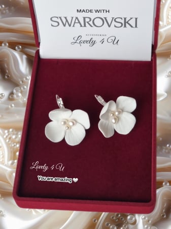 VANIA - cercei cu flori și cristale Swarovski, cercei argint, cercei swarovki cu flori, cercei mireasa cu flori si cristale swarovski, cercei realizati manual in Romania [7]