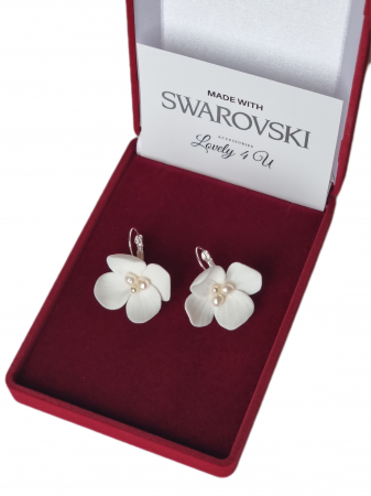VANIA - cercei cu flori și cristale Swarovski, cercei argint, cercei swarovki cu flori, cercei mireasa cu flori si cristale swarovski, cercei realizati manual in Romania [9]