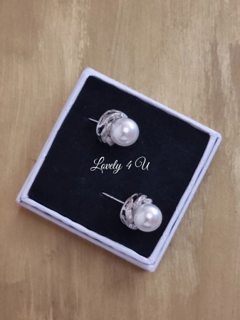 CERCEI CRISTALE ZIRCONIU ALB, cercei mici mireasa, cerccei argint, cercei aur alb, cercei rotunzi 6mm, cercei mireasa cu pietricele, set bijuterii mireasa, accesorii lovely 4u , bijuterii argint mireasa [7]