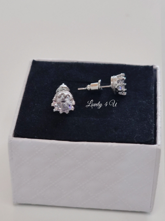 CERCEI CRISTALE ZIRCONIU ALB, cercei mici mireasa, cerccei argint, cercei aur alb, cercei rotunzi 6mm, cercei mireasa cu pietricele, set bijuterii mireasa, accesorii lovely 4u , bijuterii argint mireasa [5]