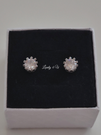 CERCEI CRISTALE ZIRCONIU ALB, cercei mici mireasa, cerccei argint, cercei aur alb, cercei rotunzi 6mm, cercei mireasa cu pietricele, set bijuterii mireasa, accesorii lovely 4u , bijuterii argint mireasa [4]