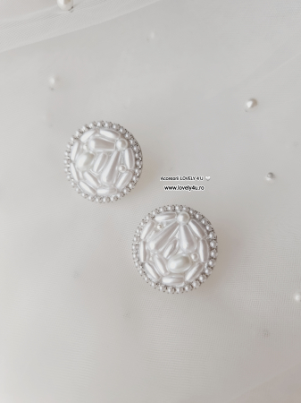 Cercei rotunzi cu perle albe formă alungită/ lacrima, cercei handmade eveniment/nuntă/ cununie civila - cercei cu mesaj pe verso Believe in Yourself - You are amazing , L 3cm [3]
