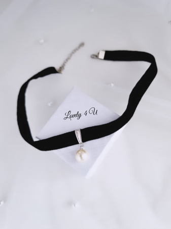 Choker cu catifea și perlă Swarovski [1]