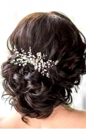 CHRISTINE -Accesoriu argintiu de par mireasa cu cristale si perle, Pieptan mireasa cu perle [3]