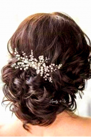 Diademe mireasa premium / accesorii par handmade - CHRISTINE -Accesoriu argintiu de par mireasa cu cristale si perle, Pieptan mireasa cu perle