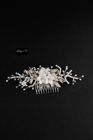 PIEPTAN MIREASA, DIADEMA MIREASA, ACCESORIU PAR MIREASA, ACCESORII DE PAR MIRESE, ACCESORII NUNTA, ACCESORII CU PERLE, DIADEMA CU PERLE, PIEPTAN VOAL MIREASA, BIJUTERII PAR MIREASA, CORONITA, TIARA [4]