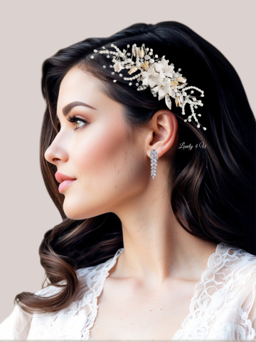 PIEPTAN MIREASA, DIADEMA MIREASA, ACCESORIU PAR MIREASA, ACCESORII DE PAR MIRESE, ACCESORII NUNTA, ACCESORII CU PERLE, DIADEMA CU PERLE, PIEPTAN VOAL MIREASA, BIJUTERII PAR MIREASA, CORONITA, TIARA [2]