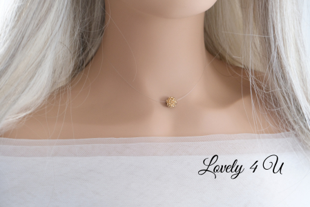 Colier cu fir transparent, Choker transparent cu pietricele [5]