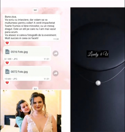 COLIER MIREASA, COLIER SWAROVSKI, COLIER fir transparent mireasa cu perla, Choker, Colier transparent Swarovski, Bijuterii mireasa, [5]
