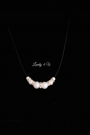 COLIER fir transparent mireasa cu perla, Choker, Colier transparent , PERLA ROZ, LATISOR INVIZIBIL [1]