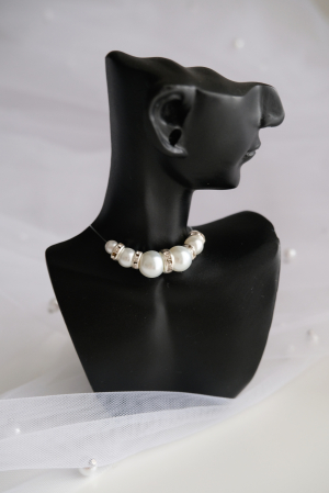 COLIER fir transparent mireasa cu perla, Choker, Colier transparent , PERLA ROZ, LATISOR INVIZIBIL [7]