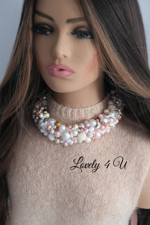 Colier cu perle, ELSA , Colier handmade cu perle mari si mici, Colier model unicat, Idei cadou Colier mare supradimensionat, colier argint, Colier perle albe, roz, culori crem, cappuccino, maro, COLIER CU PERLE, COLIER LAT CU PERLE, ACCESORII LOVELY 4 U, COLIER MARO, COLIER ROZ, COLIER LILA, CADOU CRACIUN, CADOU SPECIAL, BIJUTERII DE CRACIUN, ACCESORII ELEGANTE, COLIER CRACIUN, COLIER, PERLE [5]