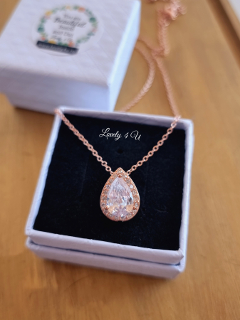 Colier gold elegant  GILDA, lantisor , zirconiu cubic, colier pandativ placat aur alb, picatura [4]