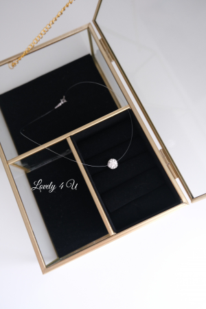 Colier transparent la baza gâtului , colier cu fir transparent / invizibil cu perla SHAMBALLA alba cu pietricele de 10mm, realizat manual in Romania [1]