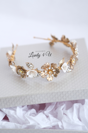 CORONITA MIREASA,CORONITA CU FLORI,DIADEMA MIREASA, DIADEMA , FLORI CIRES,  CORONITA CU FRUNZE AURII, BIJUTERII MIREASA, COAFURI MIREASA, ACCESORII PAR MIREASA, ACCESORII DE LUX MIREASA, SWAROVSKI [2]