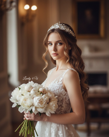 CORONITE  si TIARE - Coronita mireasa cu perle flori,  cristale Swarovski, bază placată cu aur AMALFI - Coronita printesa premium