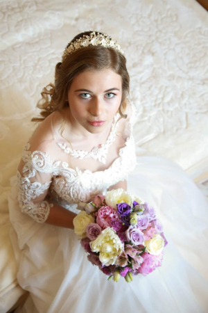 Coronita mireasa cu perle flori,  cristale Swarovski, bază placată cu aur AMALFI - Coronita printesa premium [1]
